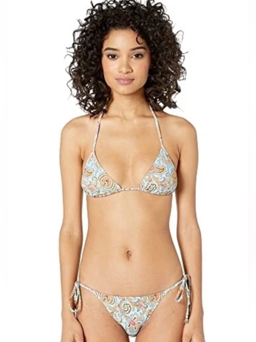 Etro Taku Women's Halter Bikini Set Blue Multi Swimwear Size 38 Paisley Triangle